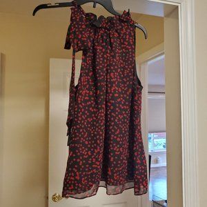 MK Black/Red Print Tie Neck Halter (Sz 8)